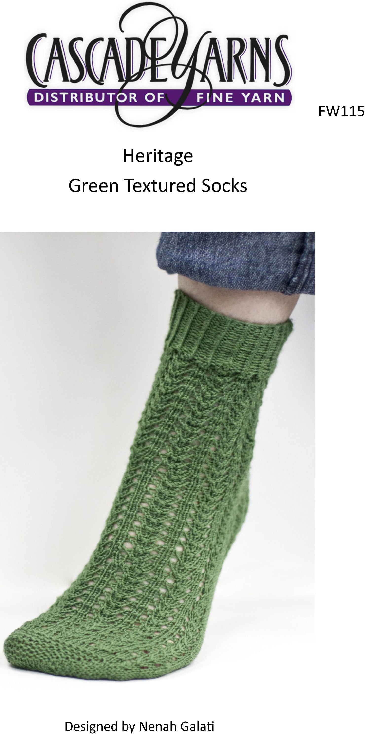 Green Textured Socks Knitting Pattern