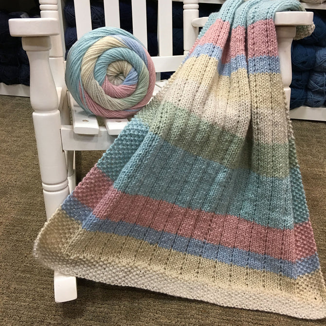 Plymouth Yarn Vertical Lines Baby Blanket Knitting Pattern