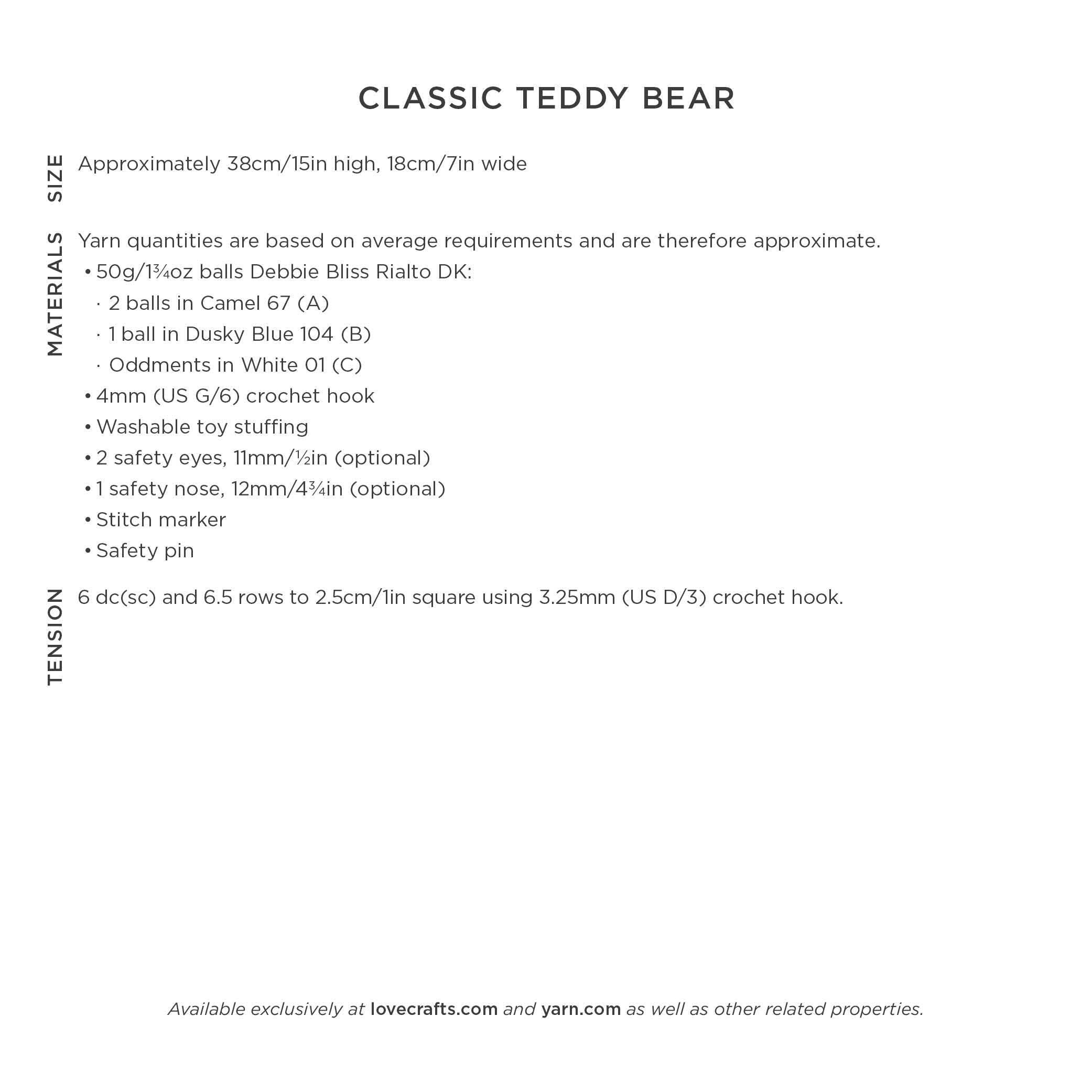 Debbie Bliss Classic Teddy Bear Crochet Pattern