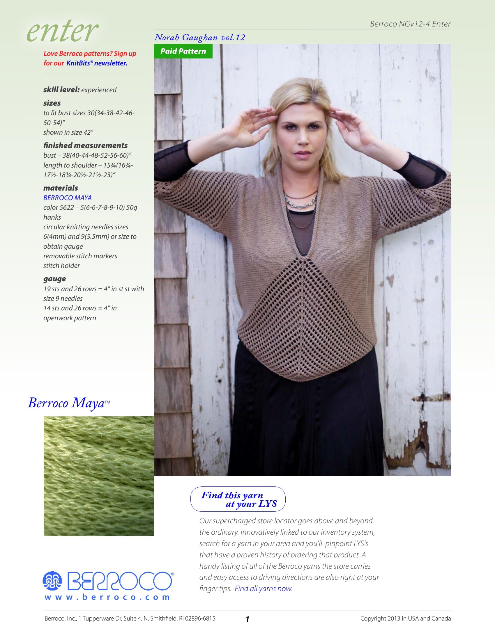 Berroco Enter Jumper Knitting Pattern