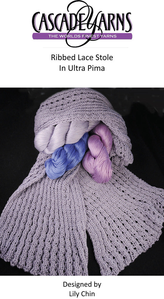 Ribbed Lace Stole Scarf Knitting Pattern