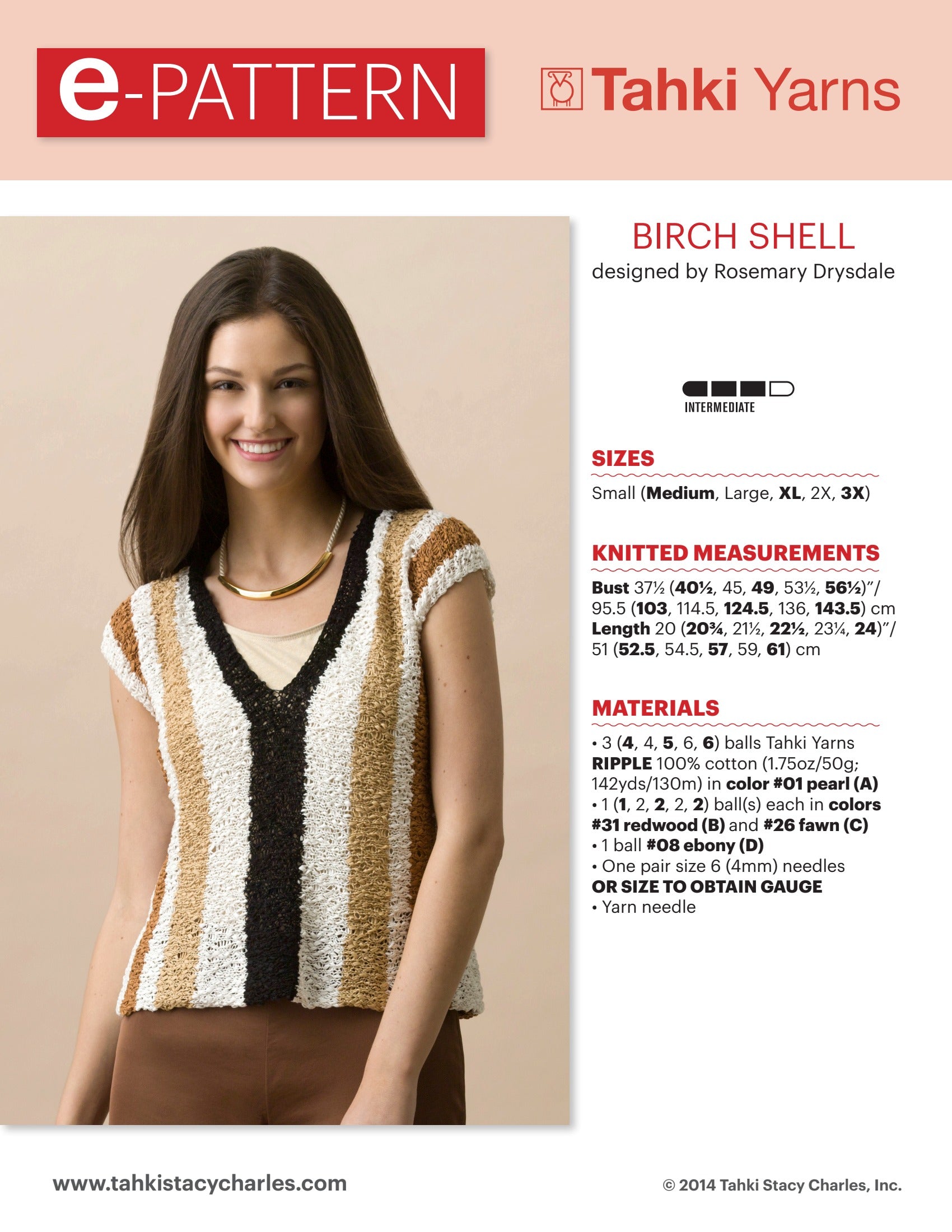Tahki Yarns Birch Shell Knitting Pattern