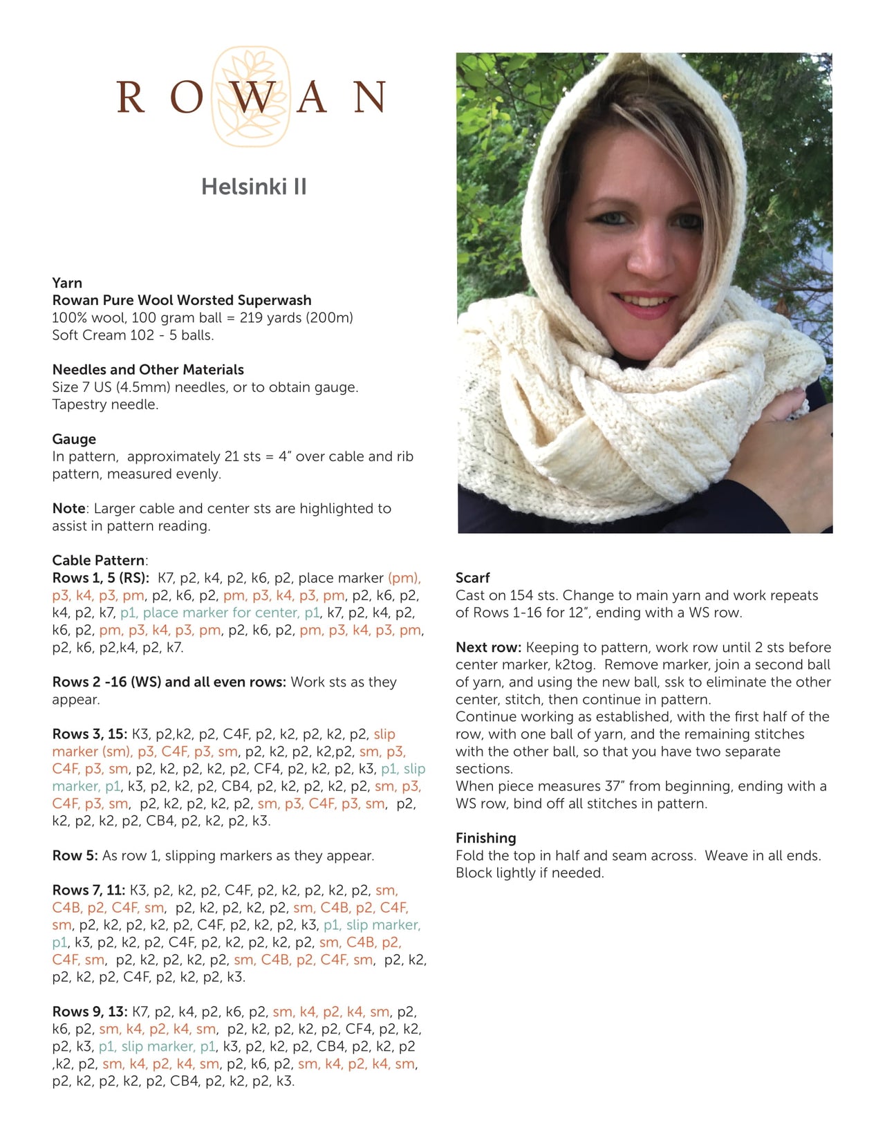 Rowan Helsinki II Scarf Knitting Pattern