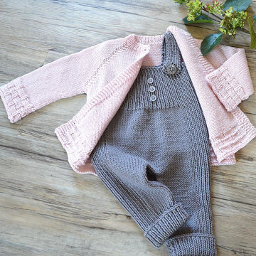 Tiny tots top down cardigan and overalls - P116