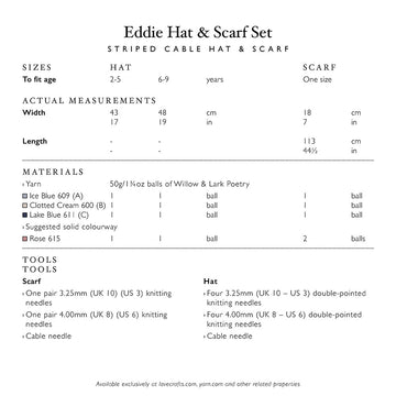 Willow & Lark Eddie Hat & Scarf Knitting Pattern