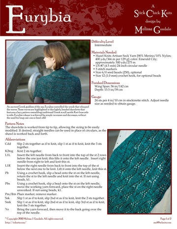 Stick Chick Knits Eurybia Wrap Knitting Pattern