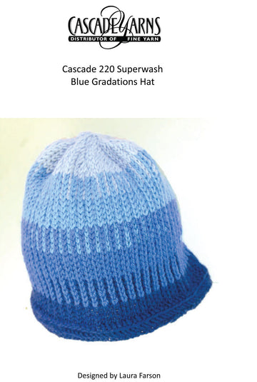 Blue Gradation Hat in Cascade 220 Superwash - W274 - Free PDF