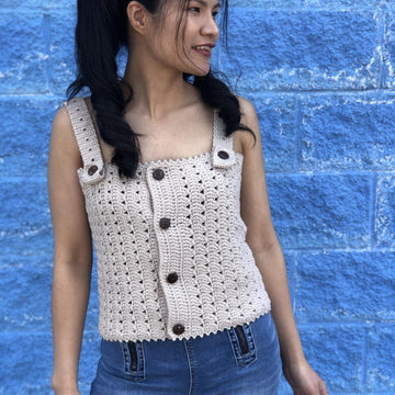 Buttoned up crochet tank top