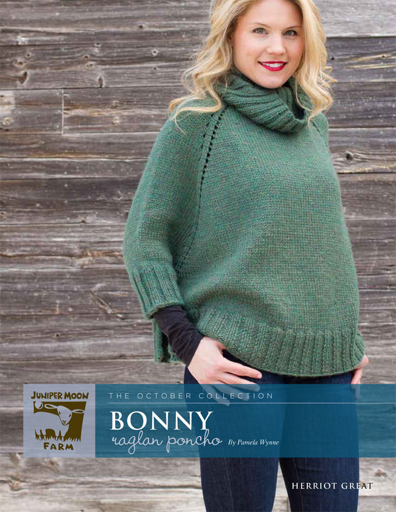 Juniper Moon Farm Bonny Raglan Poncho Cape Knitting Pattern