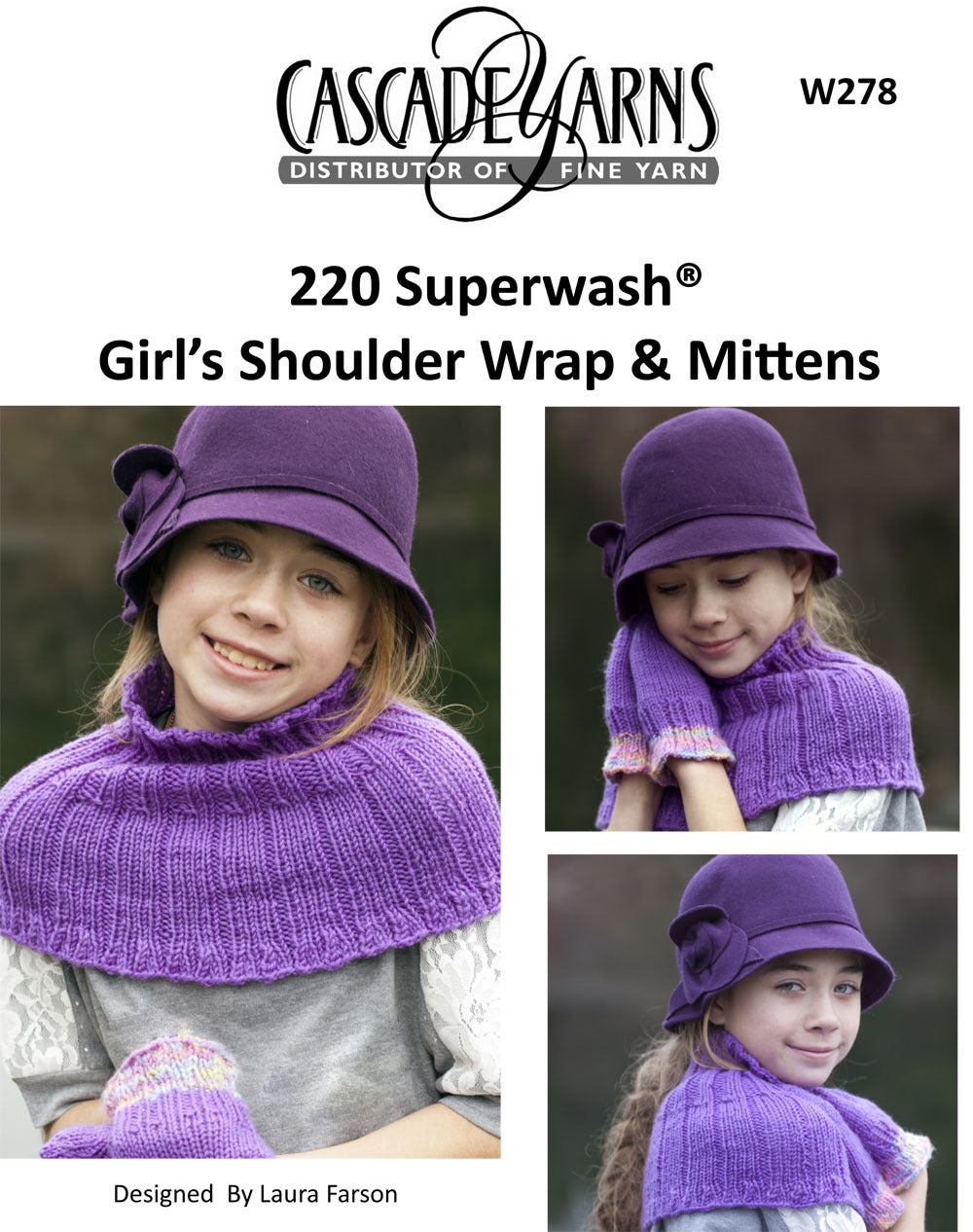 Girls Shoulder Wrap & Mittens Hat Knitting Pattern