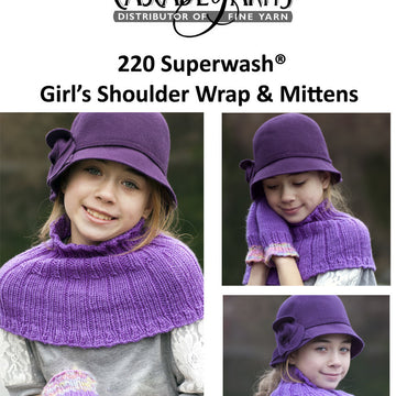 Girls Shoulder Wrap & Mittens Hat Knitting Pattern