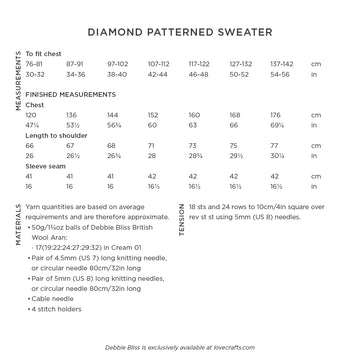 Debbie Bliss Diamond Patterned Sweater Knitting Pattern