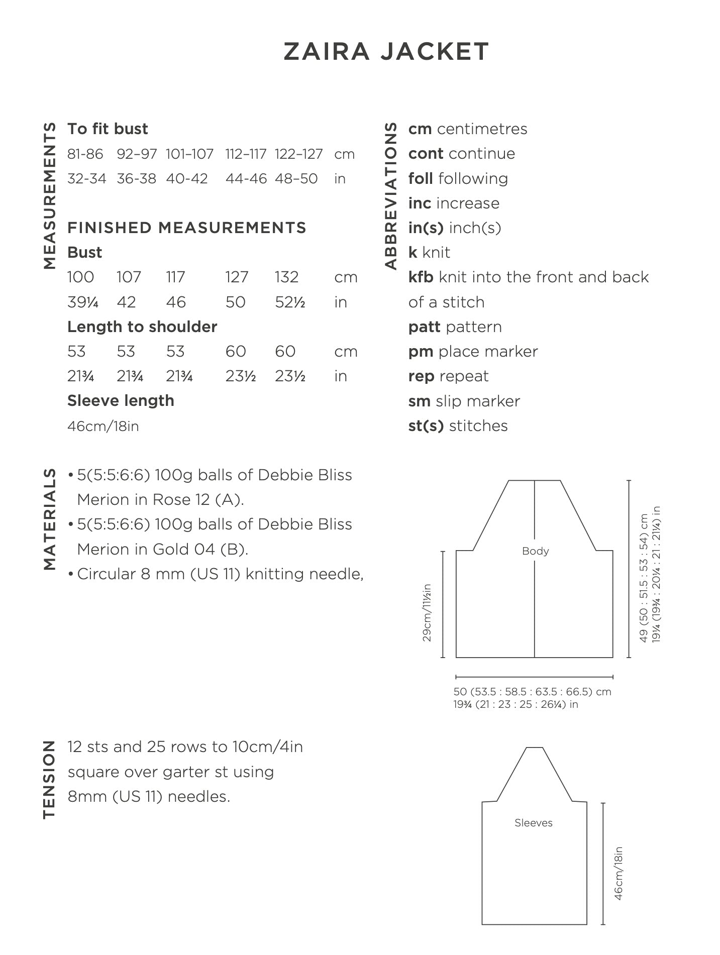 Debbie Bliss Zaira Jacket Knitting Pattern