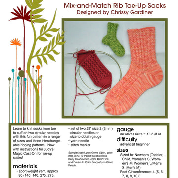 Gardiner Yarn Works Mix-and-Match Rib Toe-Up Socks Knitting