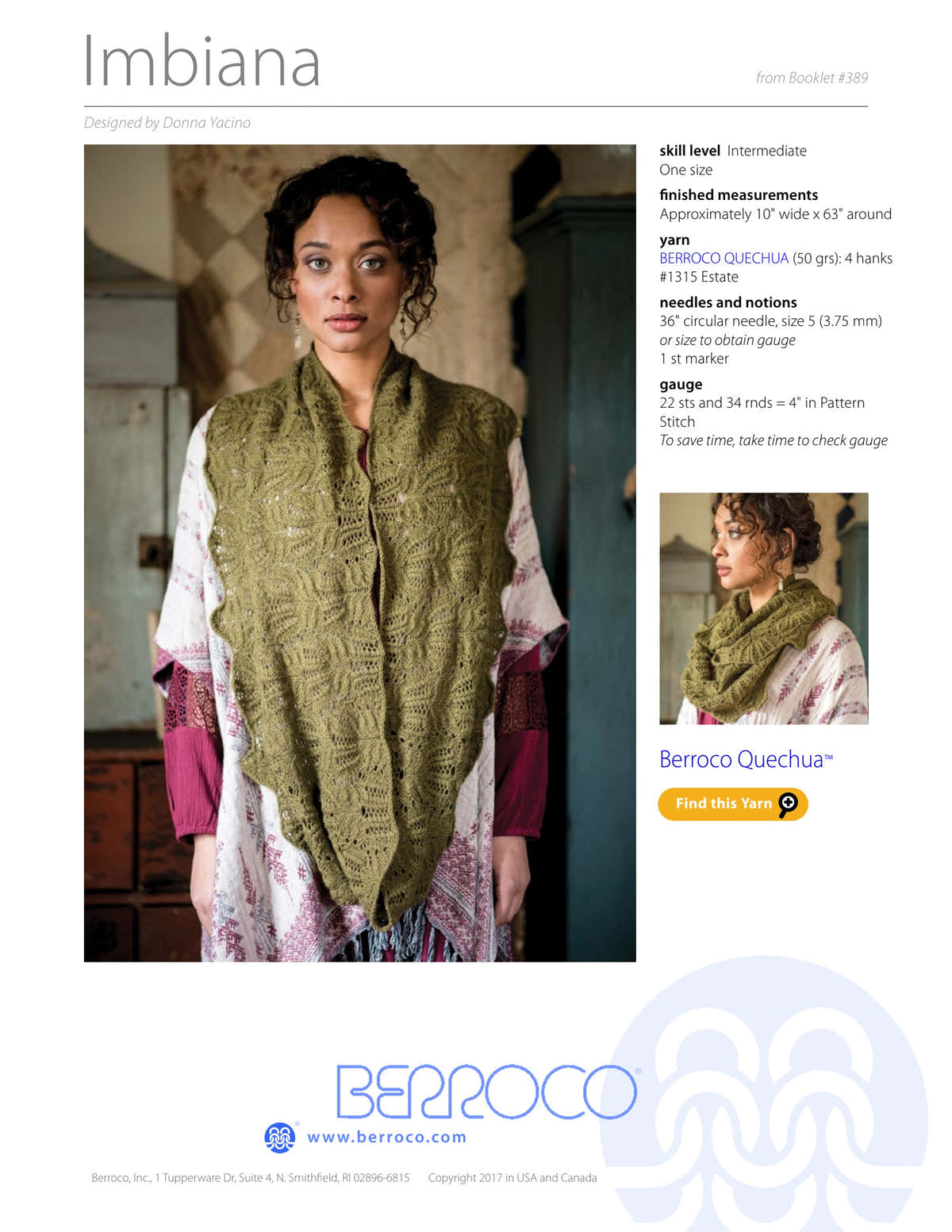 Berroco Imbiana Cowl Knitting Pattern