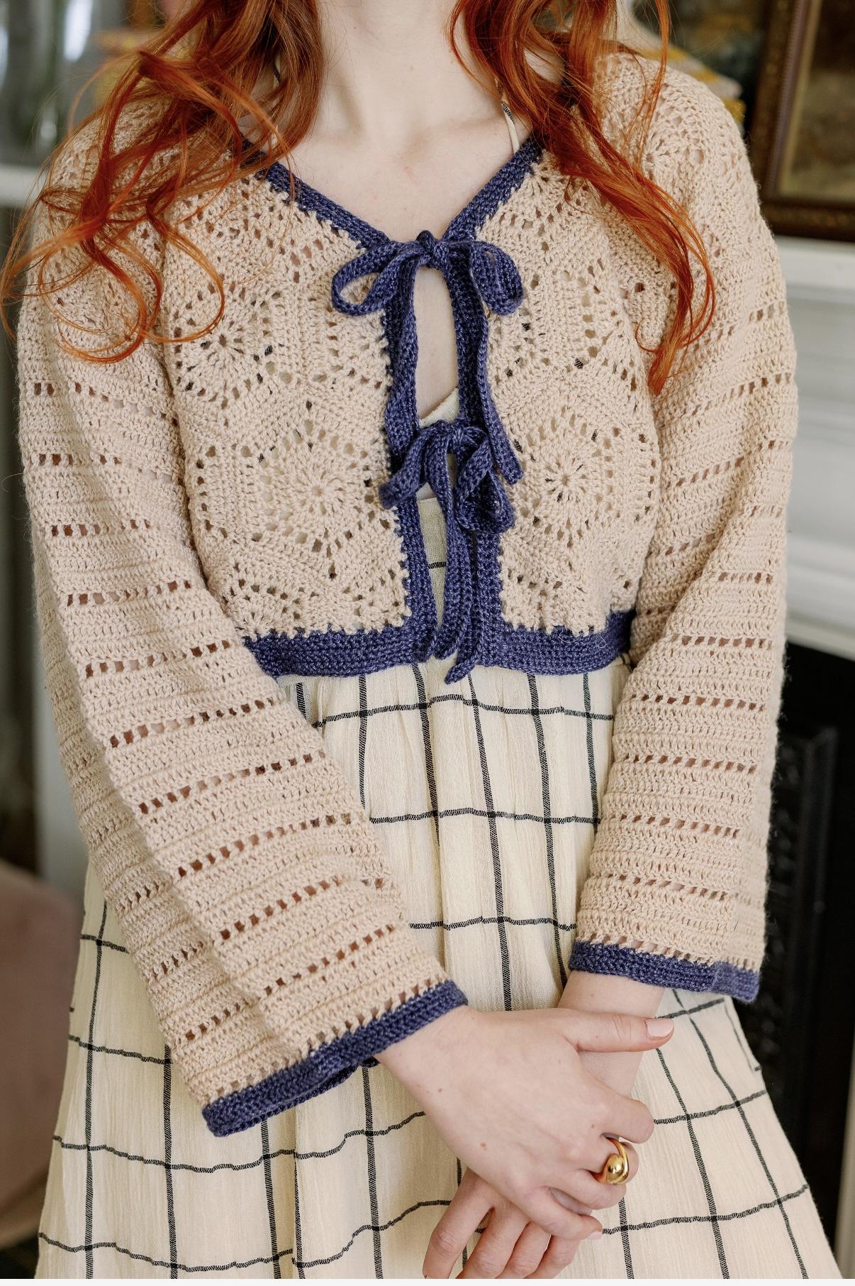 Honeycomb tie front cardigan
