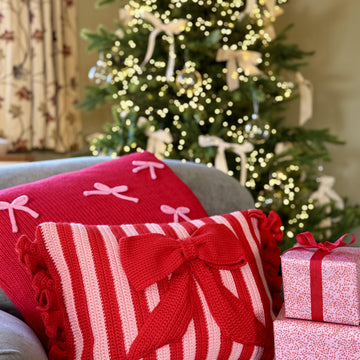 Stripy and Bright crochet cushion.