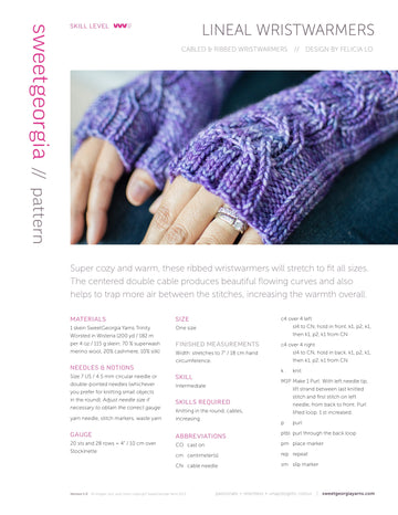 SweetGeorgia Lineal Wristwarmers Gloves Knitting Pattern