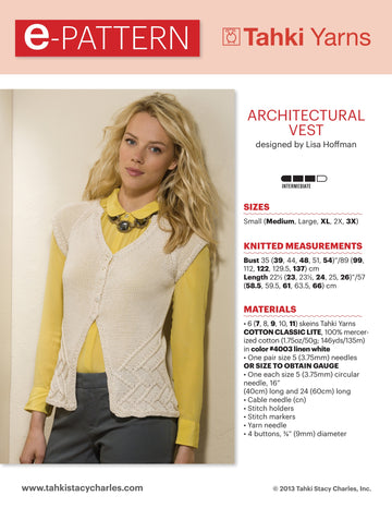 Tahki Yarns Architectural Vest Knitting Pattern