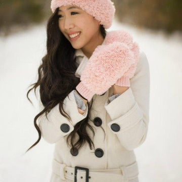 Crochet Faux Fur Mittens & Headband