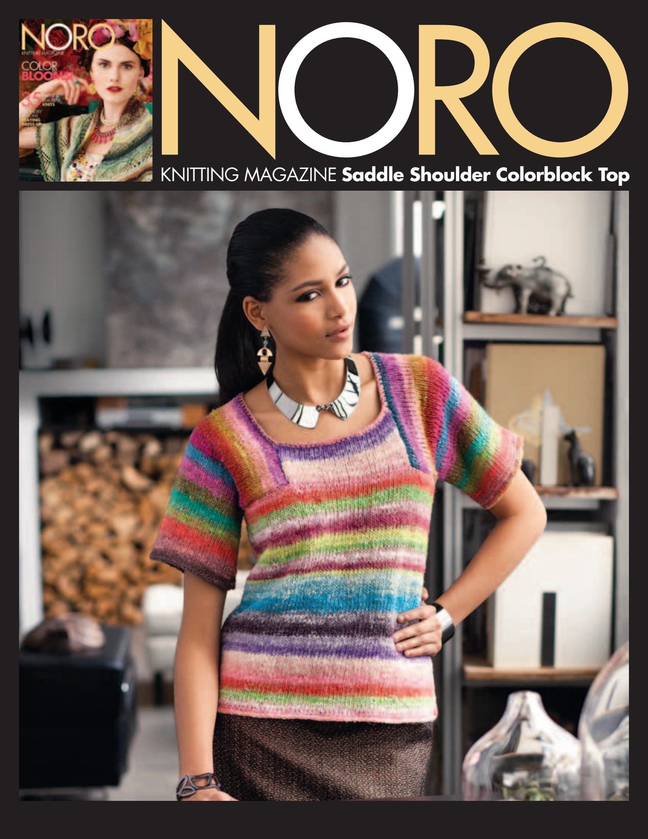 Noro Saddle Shoulder Colorblock Top Jumper Knitting Pattern