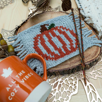 Pumpkin Mug Rug Knit