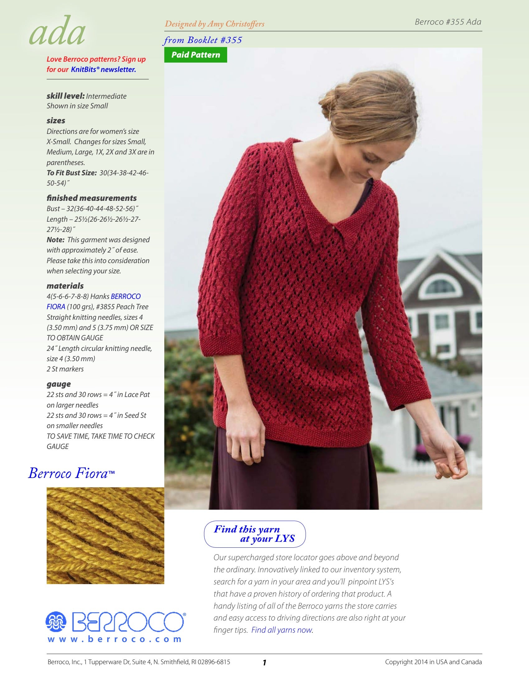 Berroco Ada Jumper Knitting Pattern