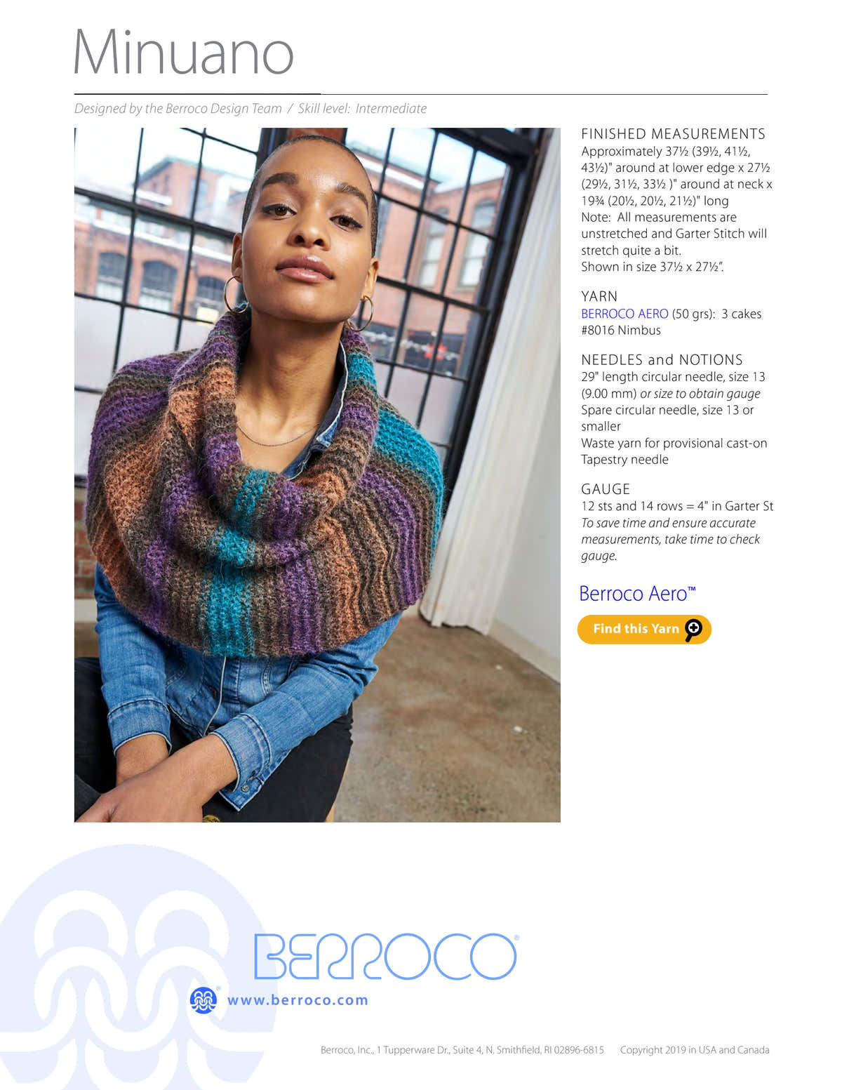 Berroco Minuano Cowl Knitting Pattern