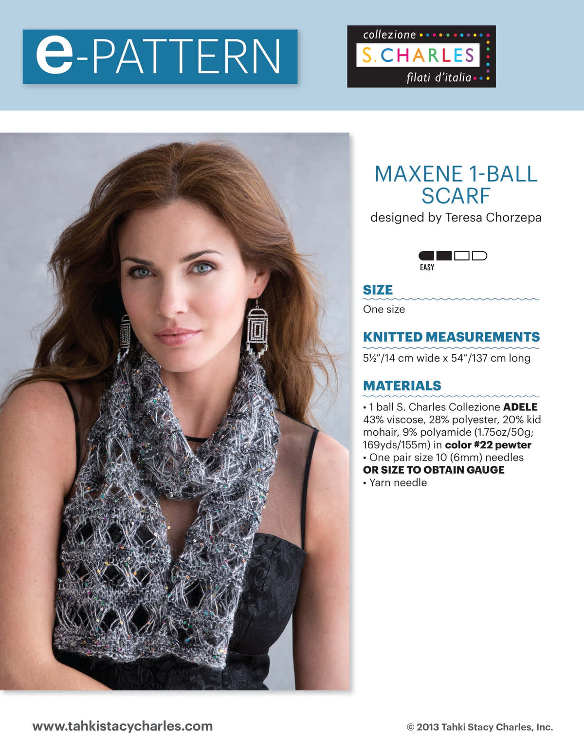 Stacy Charles Fine Yarns Maxene Ball Scarf Knitting Pattern