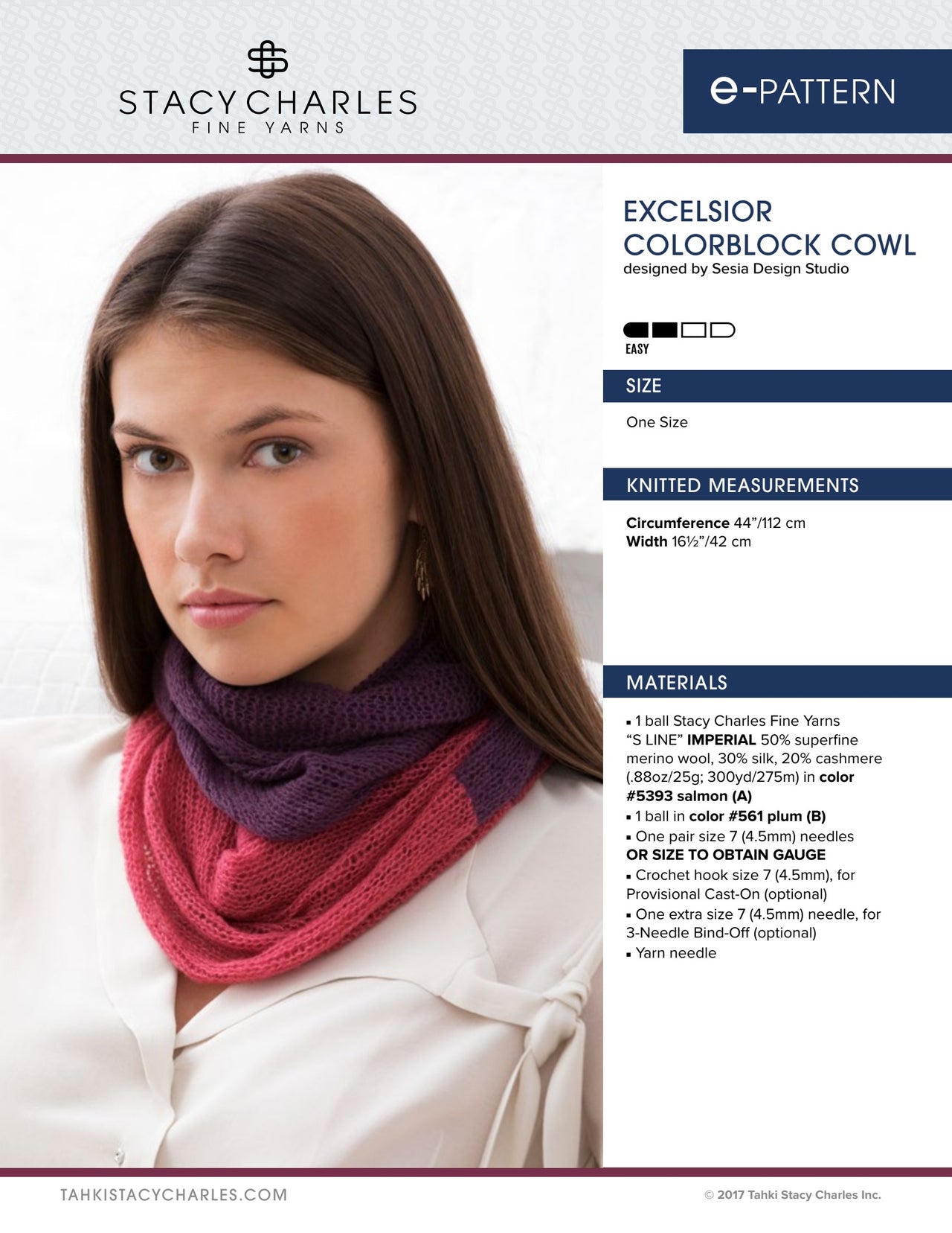 Stacy Charles Fine Yarns Excelsior Colorblock Cowl Knitting