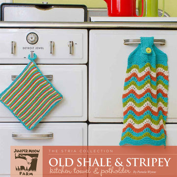 Old Shale & Stripey Kitchen Towel & Potholder in Juniper Moon Neve - PDF