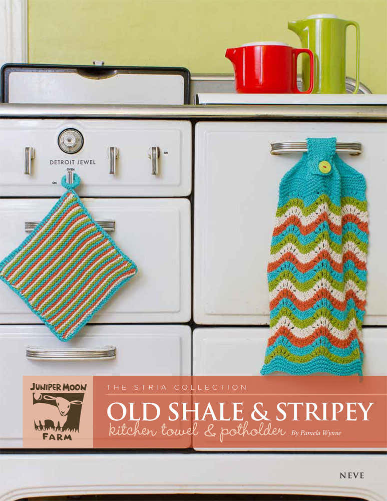 Old Shale & Stripey Kitchen Towel & Potholder in Juniper Moon Neve