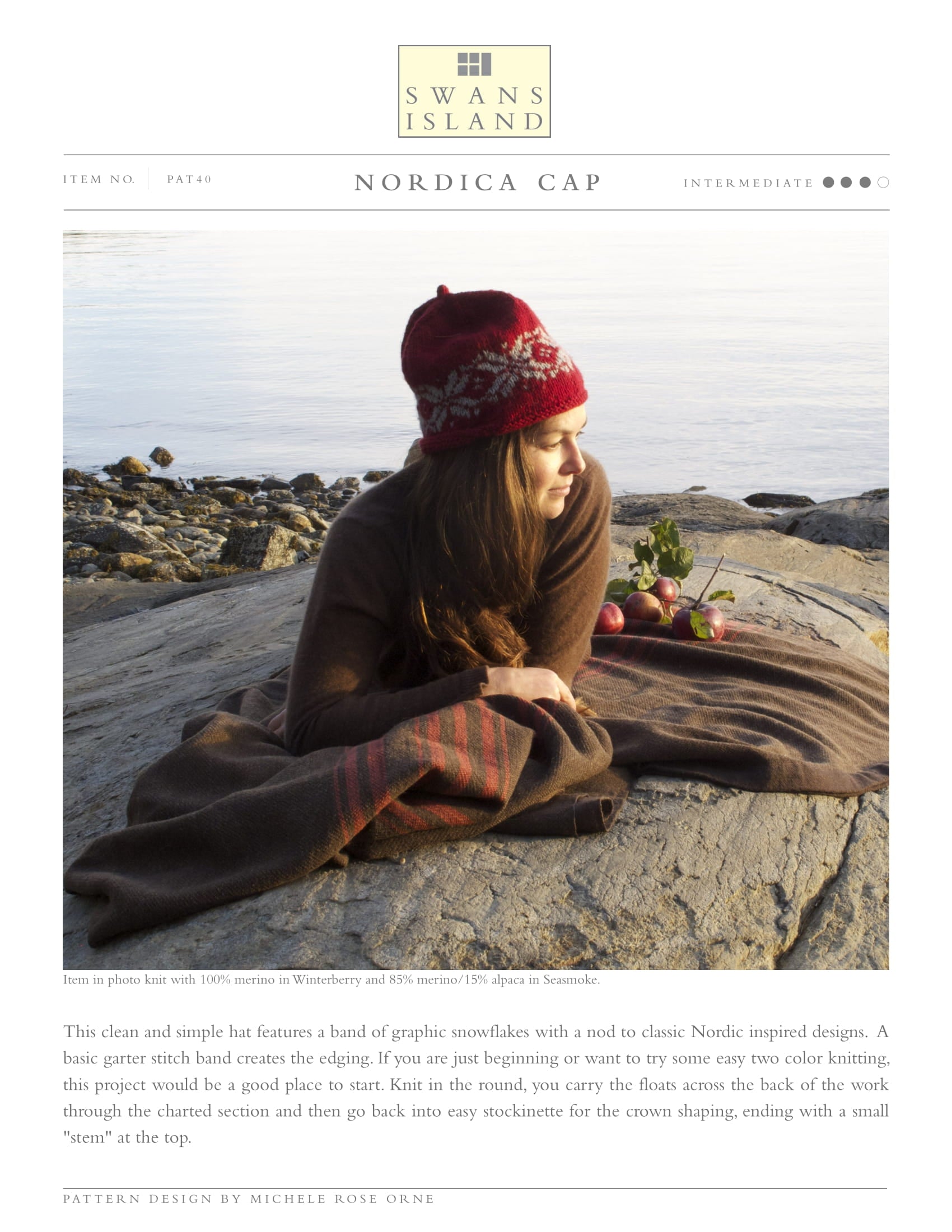 Swans Island Nordica Cap Hat Knitting Pattern