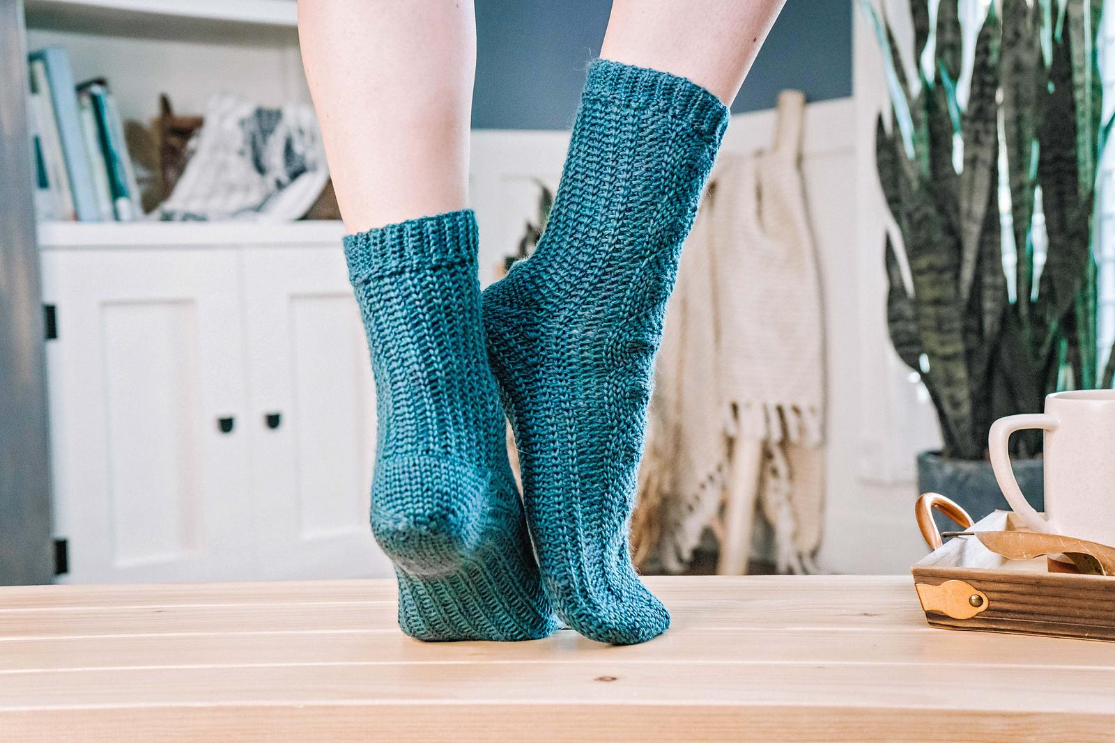 All Cabled Up In Sunshine Crochet Socks