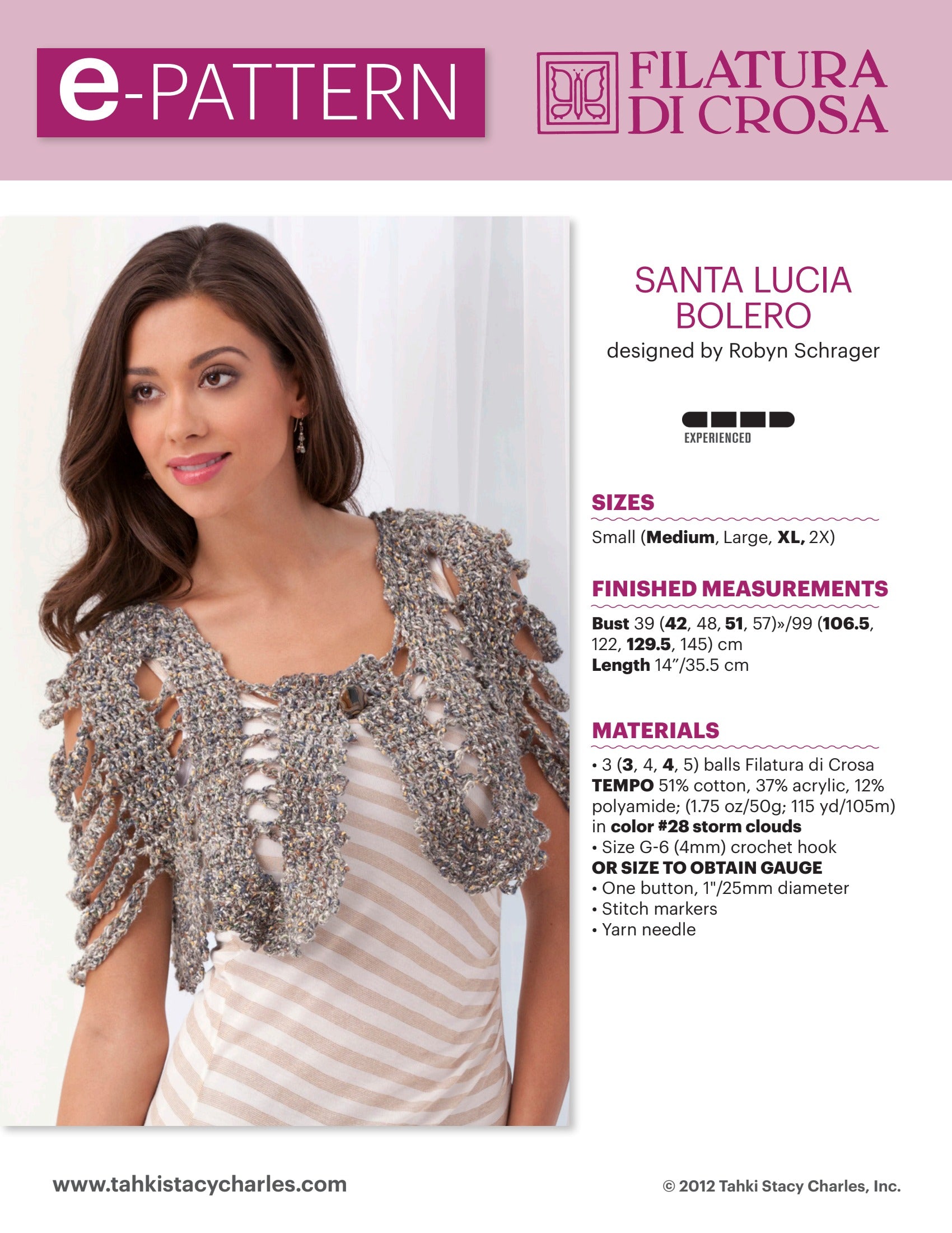 Filatura Di Crosa Santa Lucia Bolero Crochet Pattern