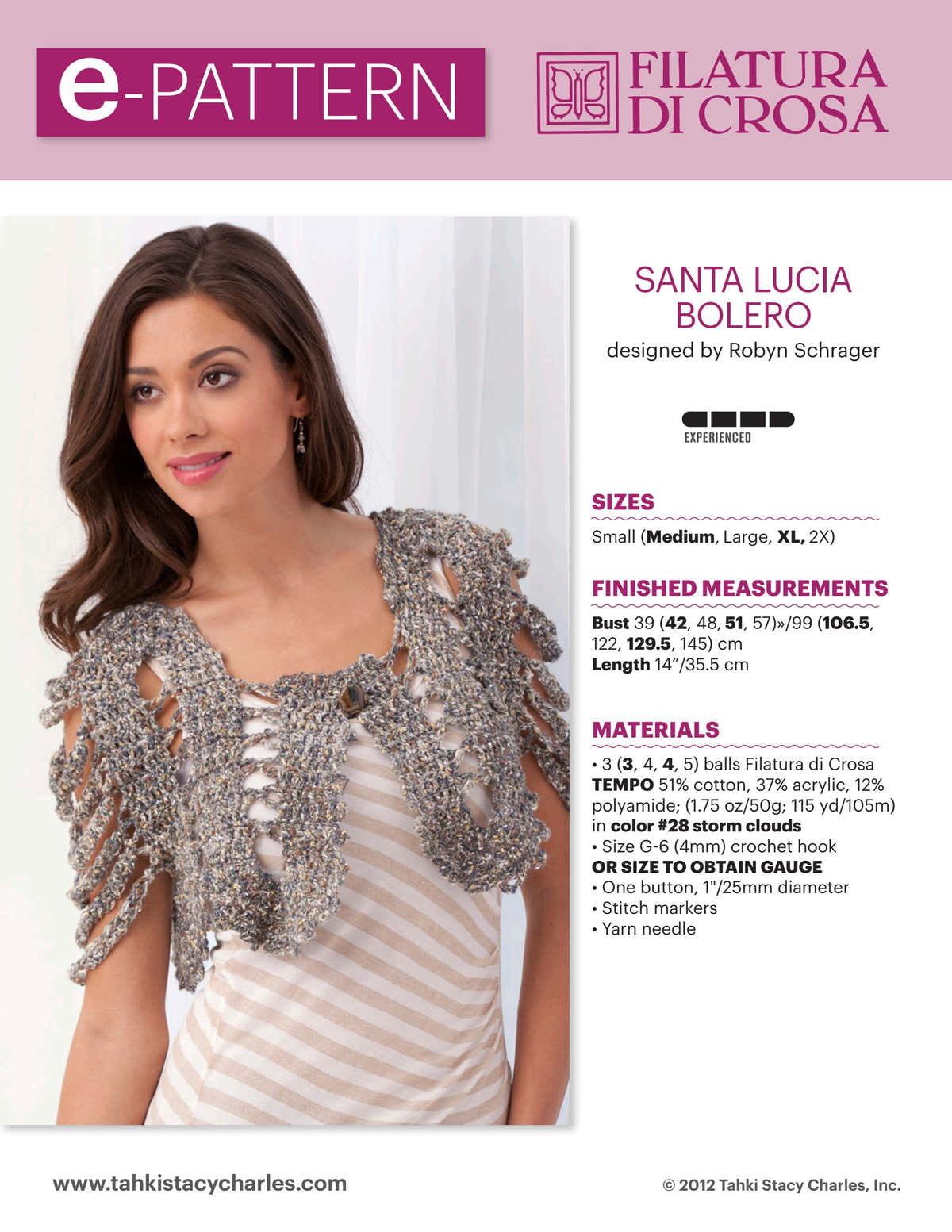 Filatura Di Crosa Santa Lucia Bolero Crochet Pattern