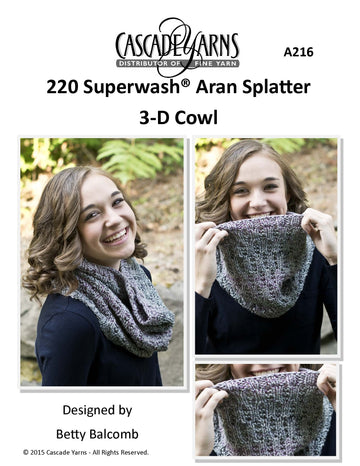 Splatter 3-D Cowl in Cascade Yarns 220 Superwash® Aran - A216 - Free PDF