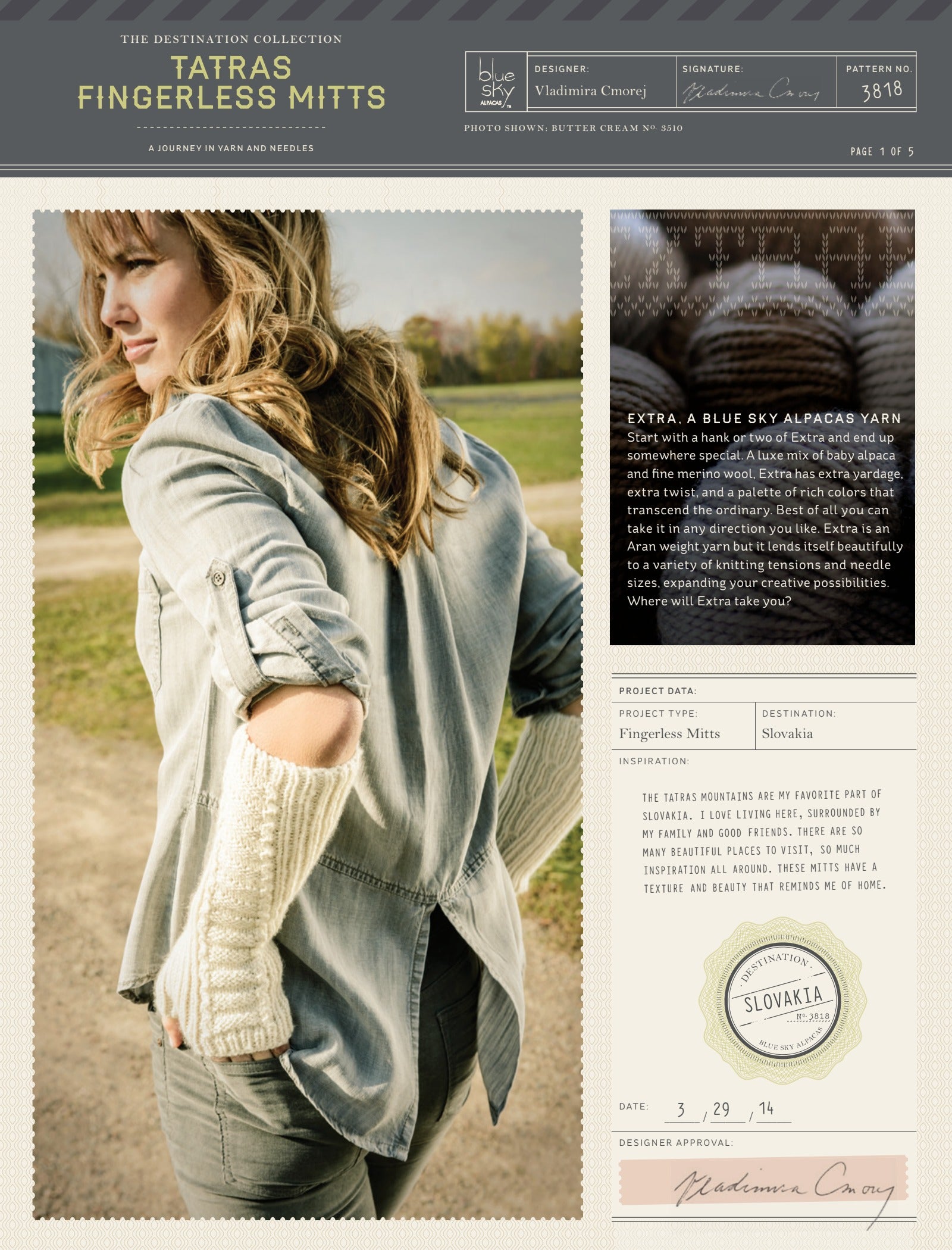 Blue Sky Fibers Tatras Fingerless Mitts Knitting Pattern