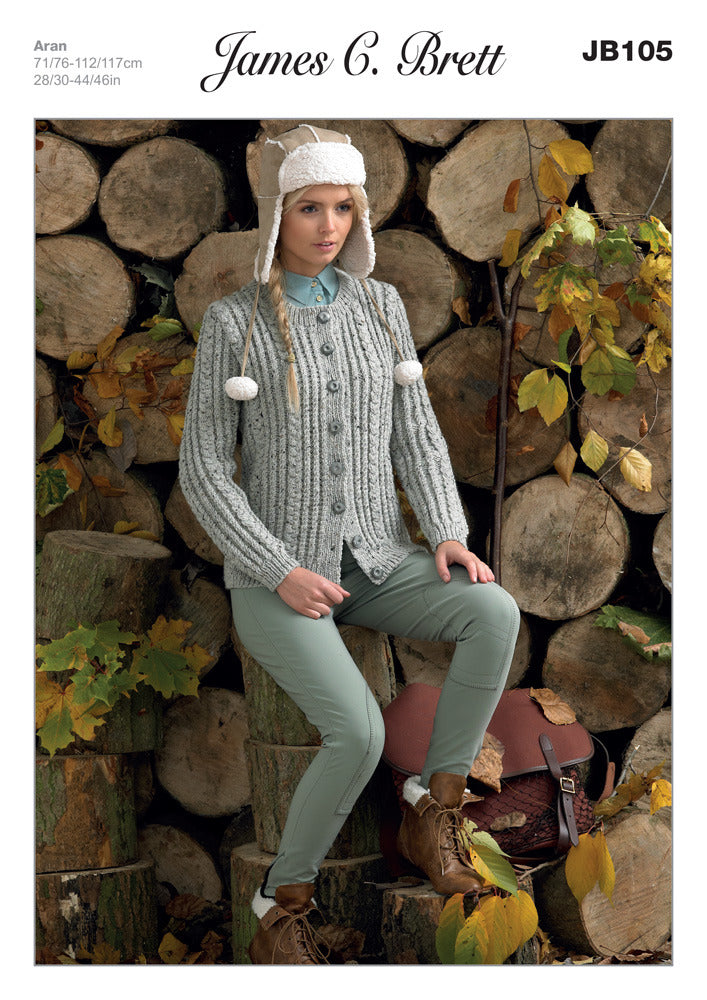 James C. Brett JB105 Cardigan Knitting Pattern