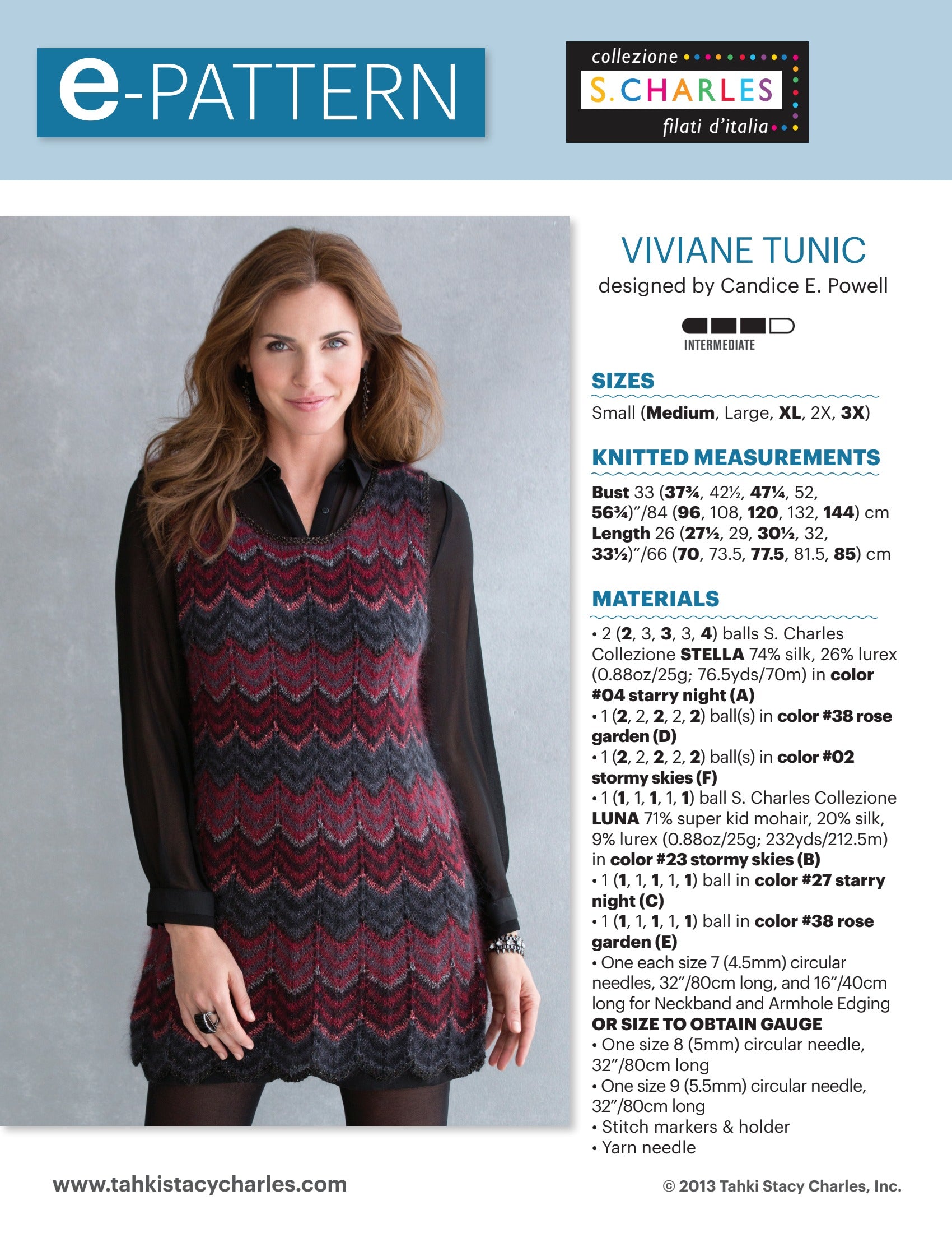 Stacy Charles Fine Yarns Viviane Tunic Knitting Pattern