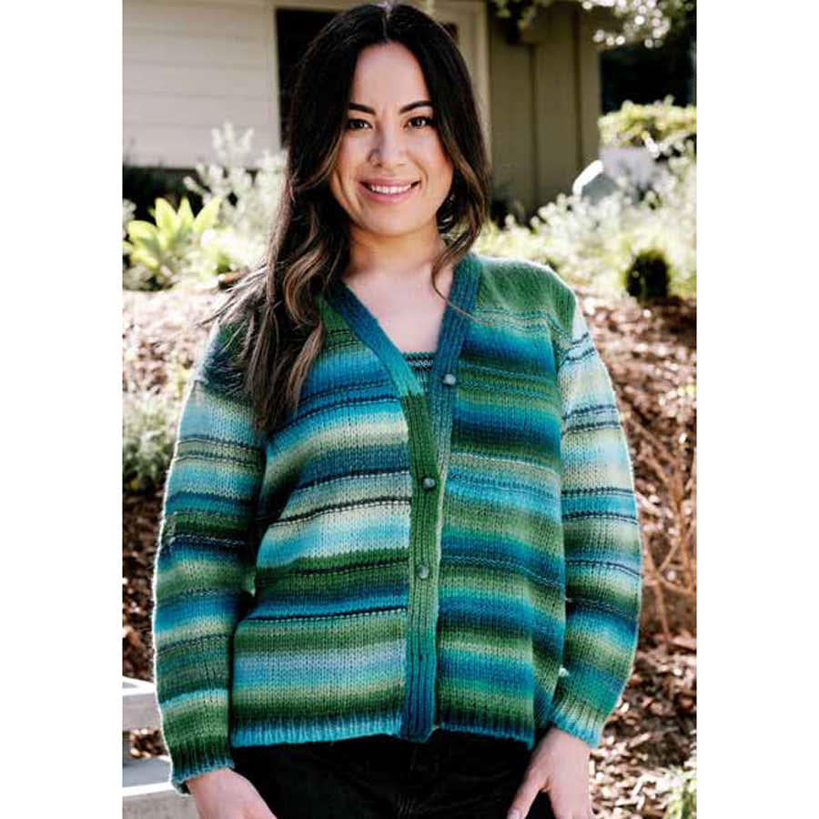 Trendsetter Yarns J Candyland & Nuance - Purl Ridge "V" Cardigan
