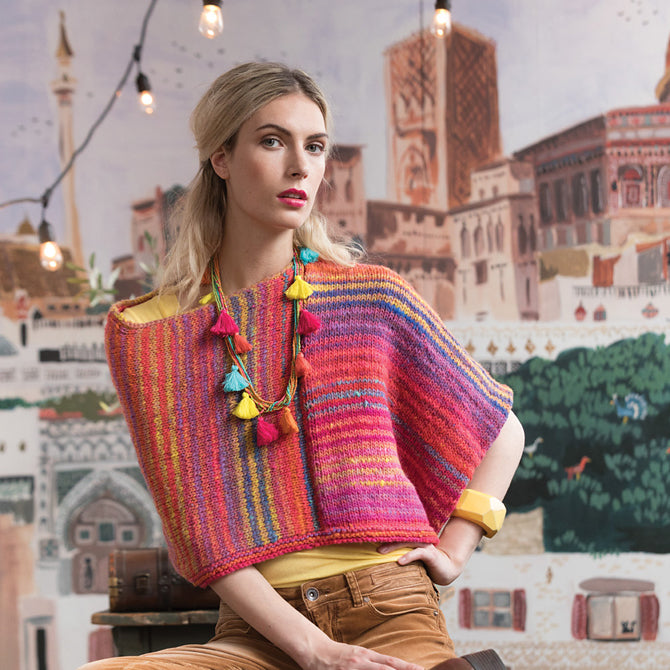 Noro Striped Poncho Cape Knitting Pattern