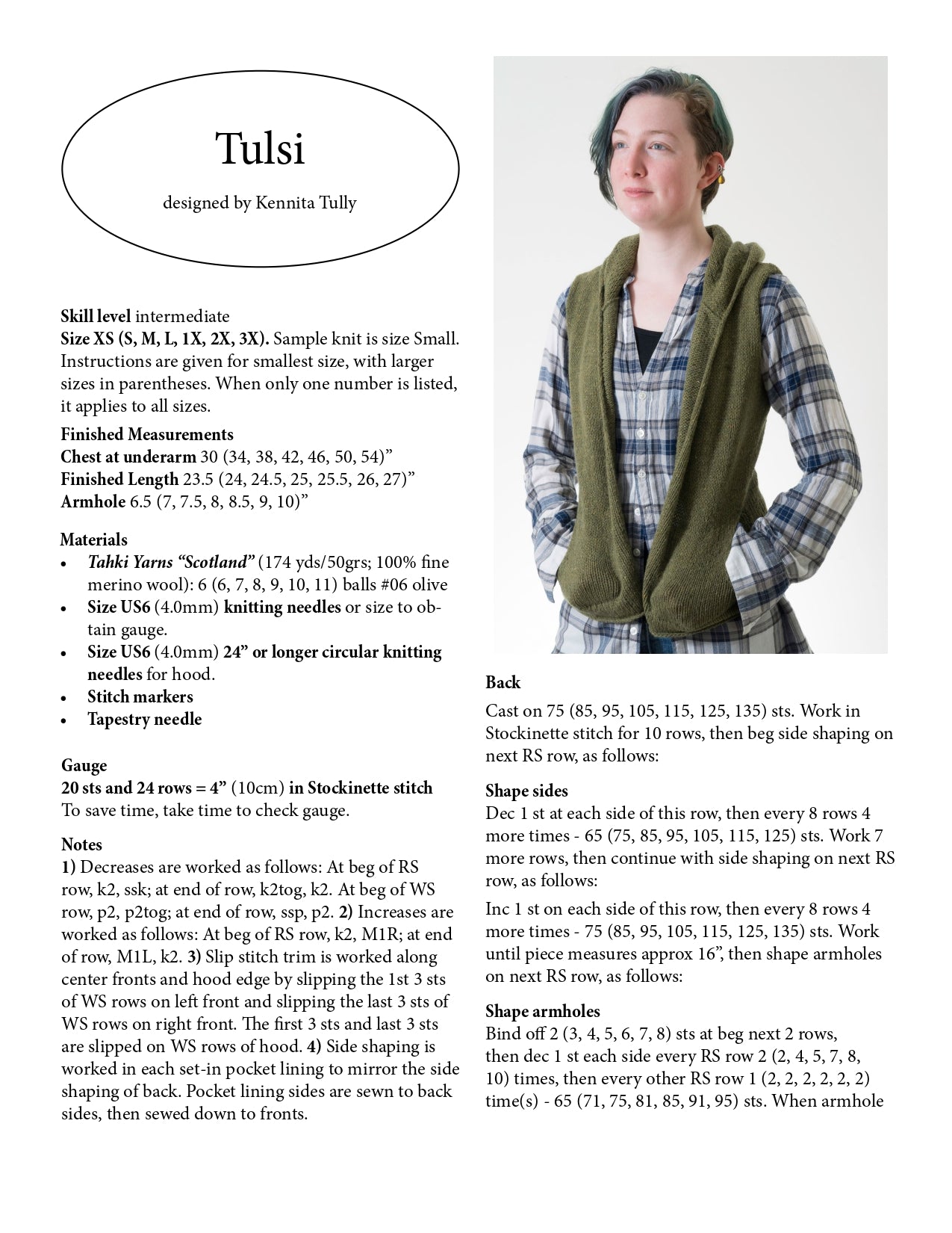Wildflowerknits Tulsi Vest Knitting Pattern