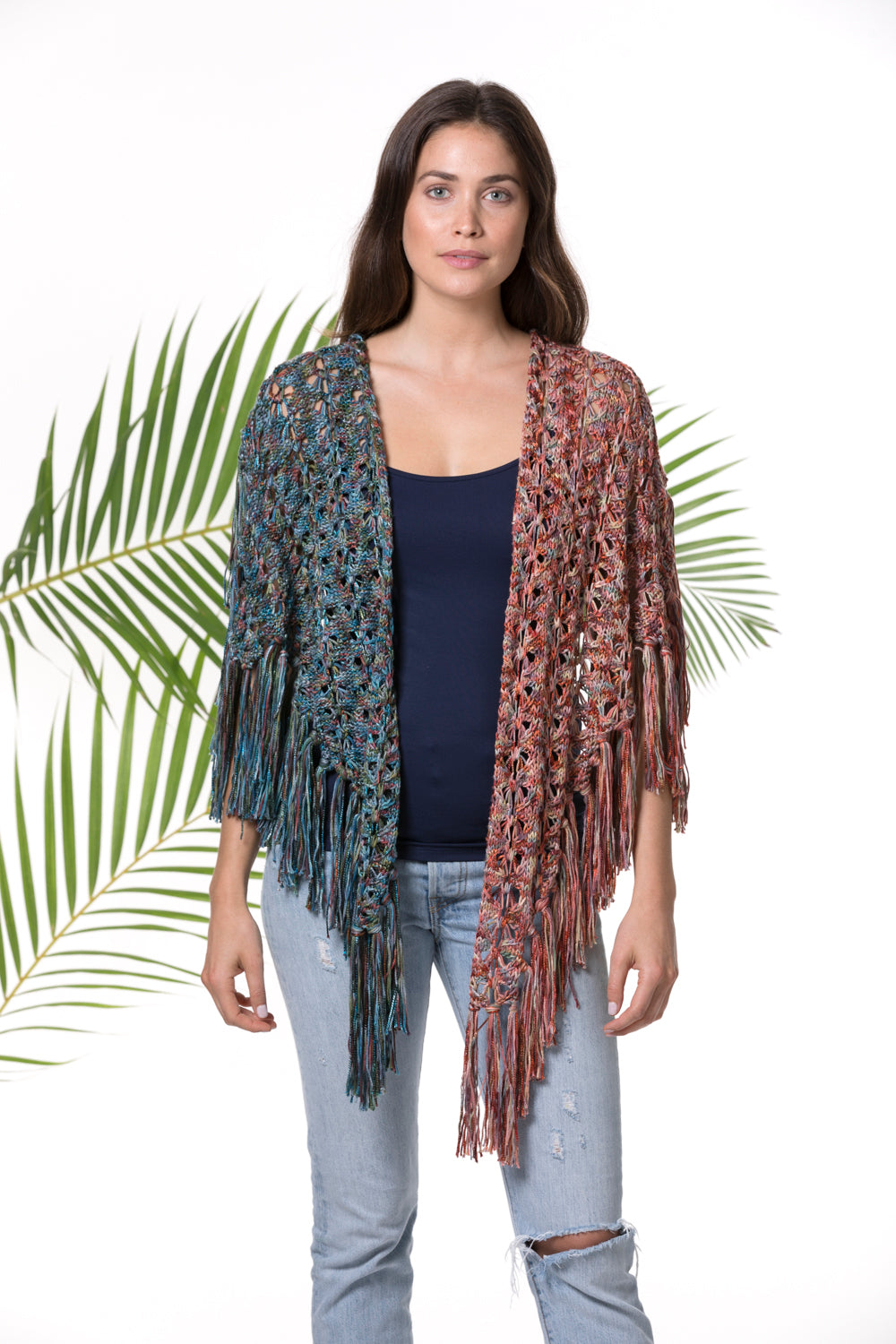Tahki Yarns Fire Island Fringed Shawl/Bandana Knitting