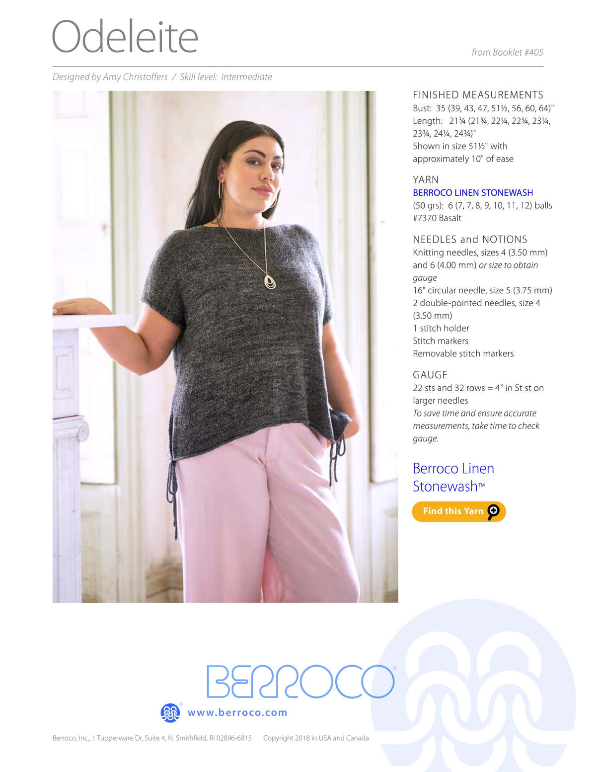 Berroco Odeleite Jumper Knitting Pattern