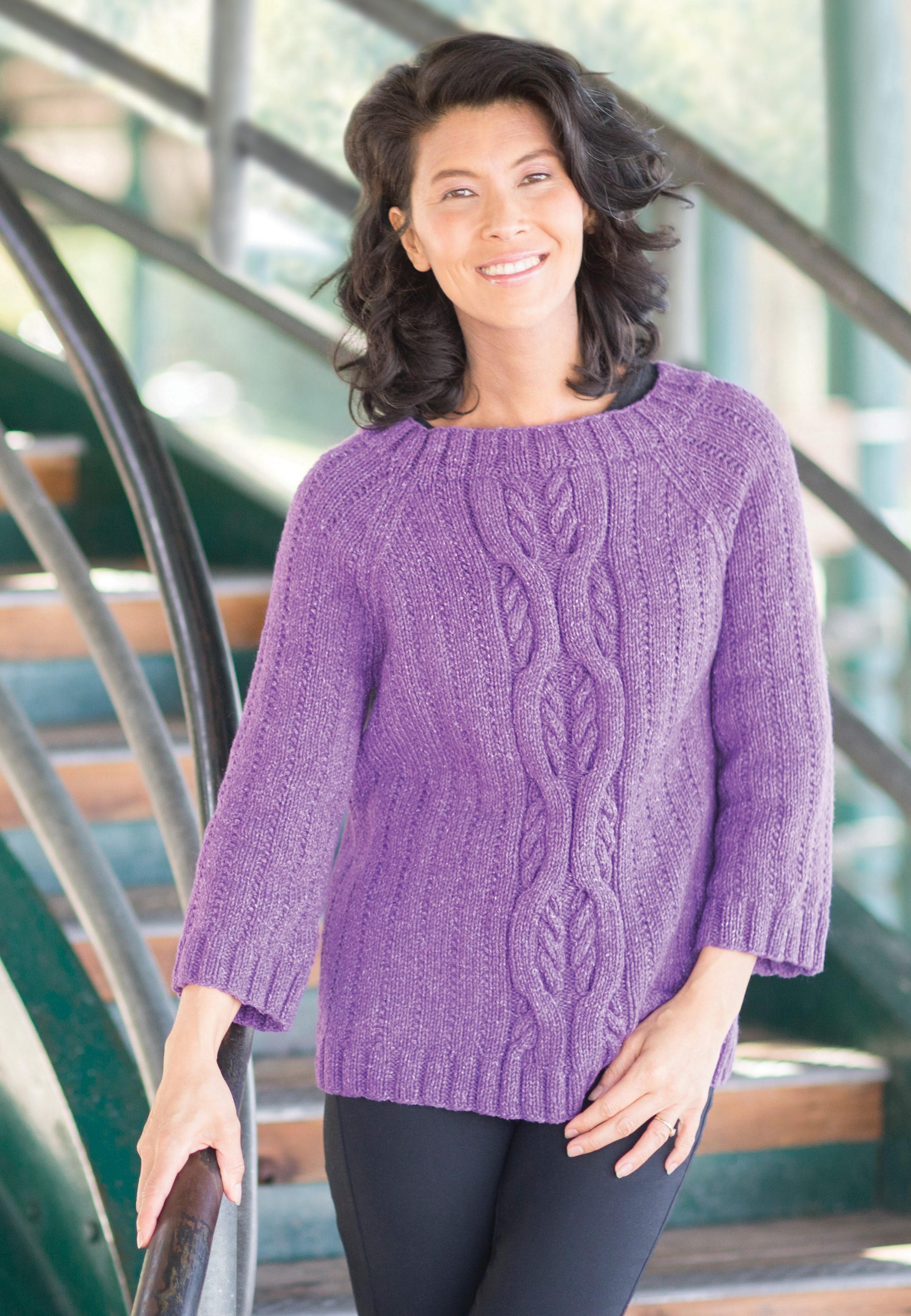 Cascade Yarns W Oversized Cabled Raglan Knitting Pattern