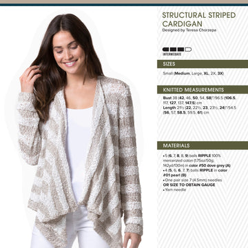 Tahki Yarns Structural Striped Cardigan Knitting Pattern