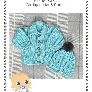 Rohan Baby Cardigan, Hat & Booties knitting pattern 0-3 & 6-12mths