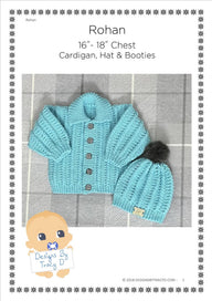 Rohan Baby Cardigan, Hat & Booties knitting pattern 0-3 & 6-12mths