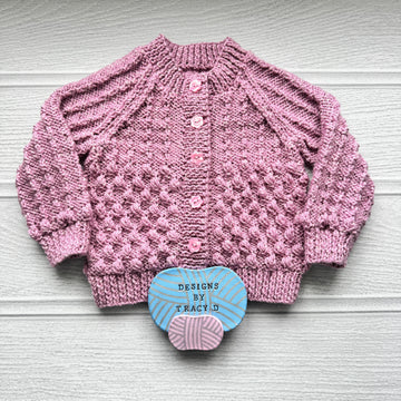 Delma Baby cardigan knitting pattern 0-9/12mths approx